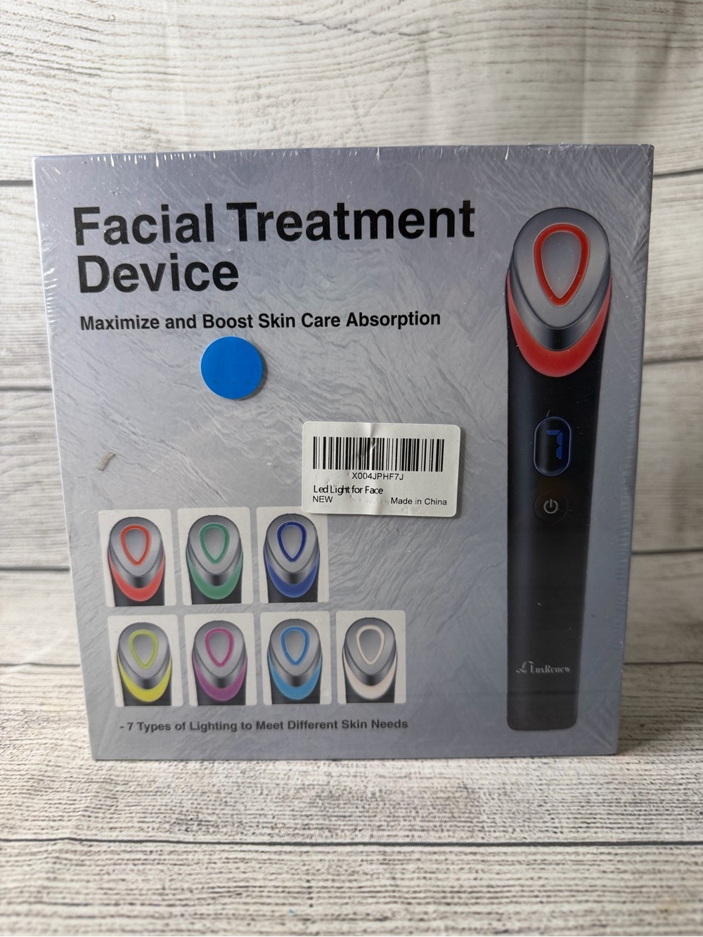 Facial Treatment Device with LED Light - 7-in-1 Real Glass Glow Beauty Massager